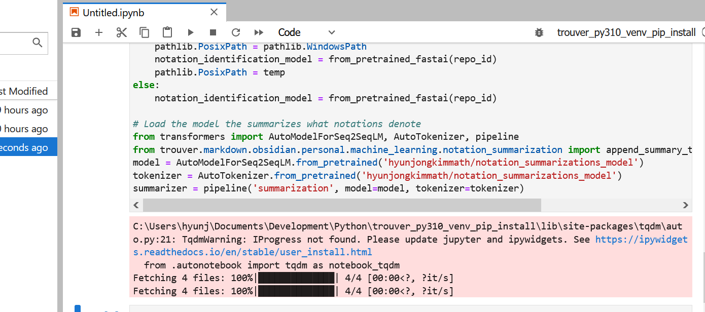 The models are now loaded in a Jupyter notebook.