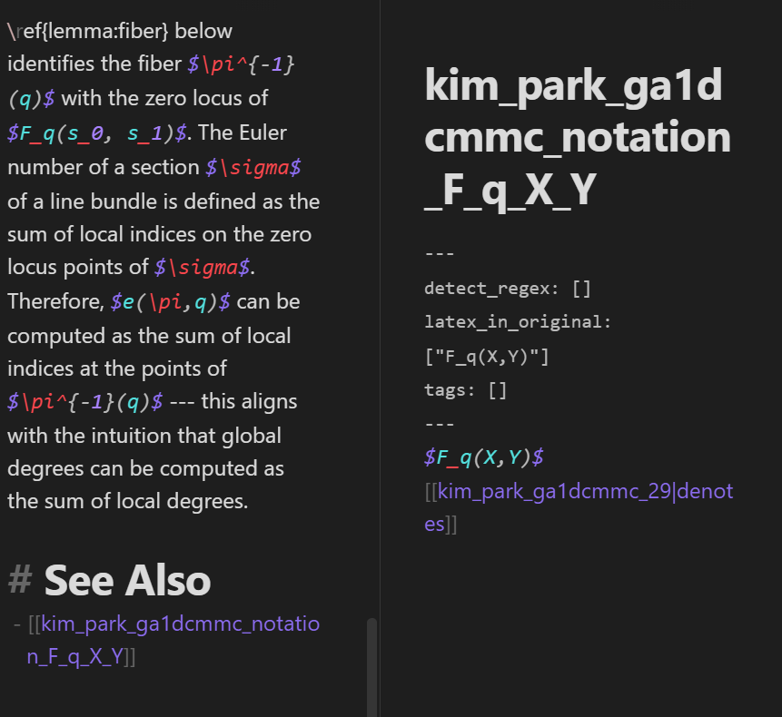 The notation note before the summarization happens