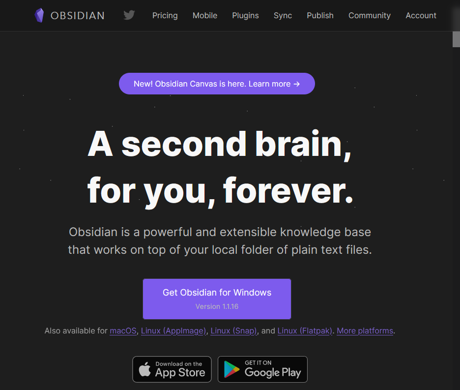 This is an image of the Obsidian.md website