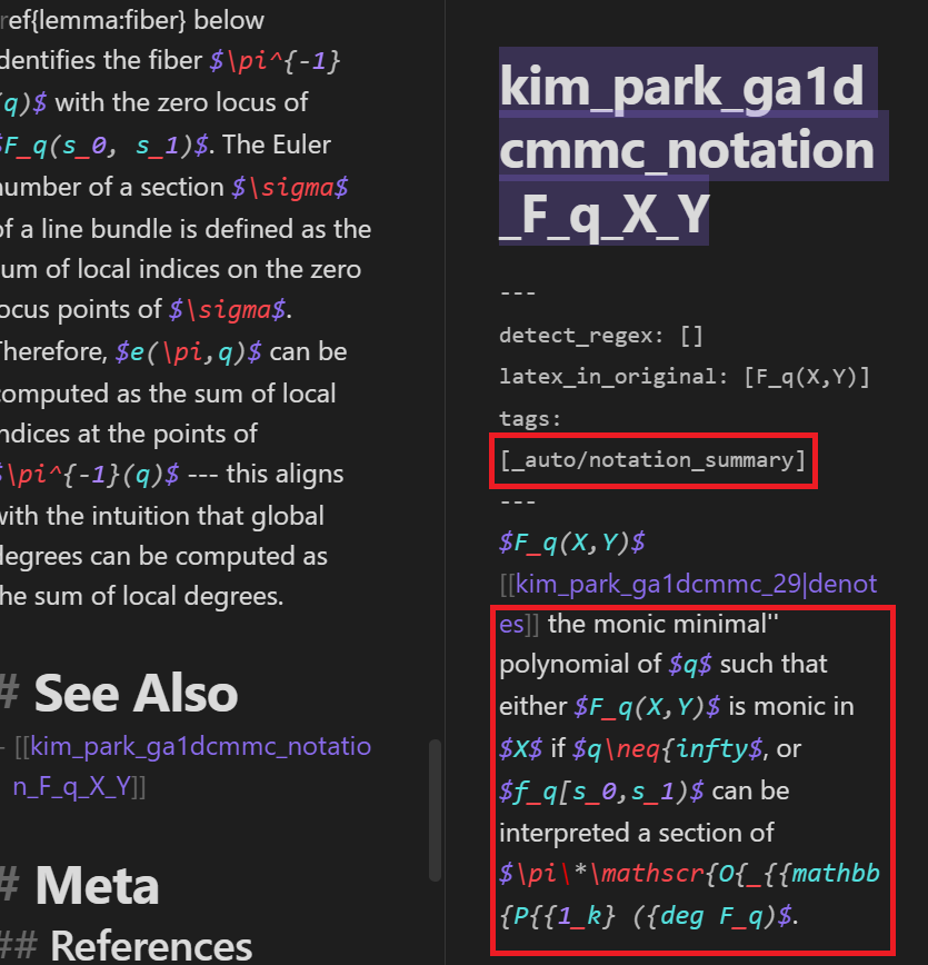 The notation note after the summarization happens