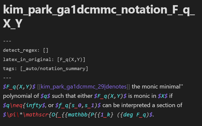 The notation note after the summarization happens in editing mode