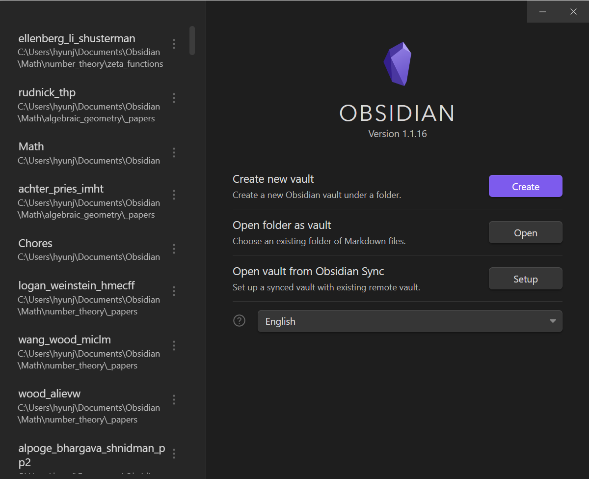 This is an image of Obsidian.md upon launch